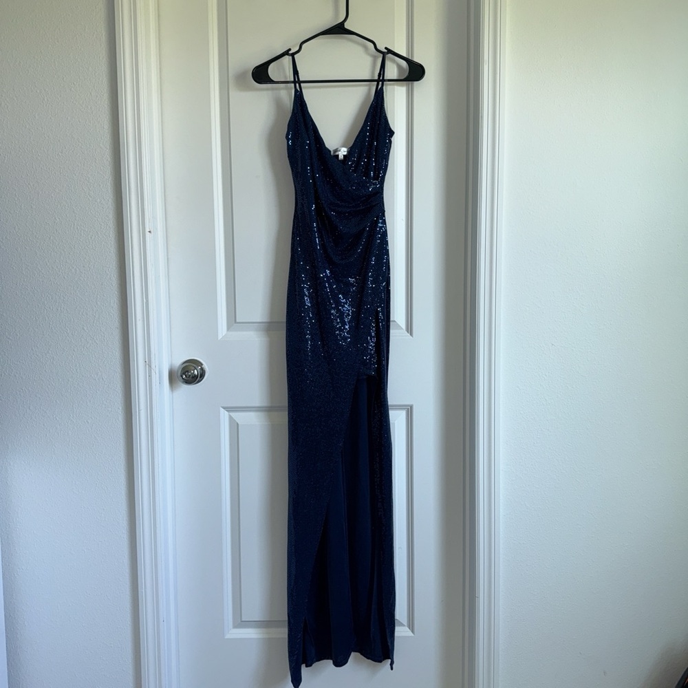 Emerald Sundae Midnight Blue Sequin Maxi Dress
